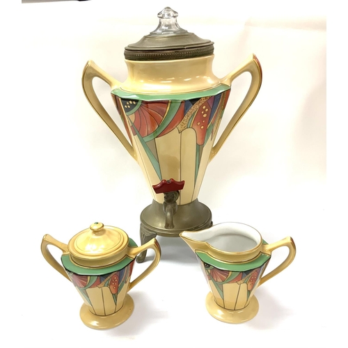 1024 - A continental 3 piece Art Deco form teaset with geometric design. (D) postage not available for this... 