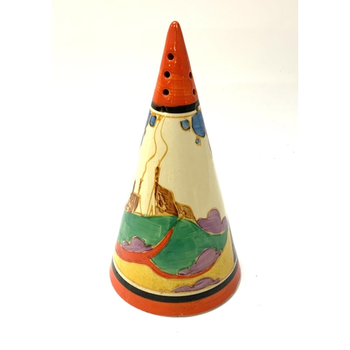 1025 - A Clarice Cliff Fantastique range conical sugar sifter, Sercrets pattern. (D) No viable damage or re... 