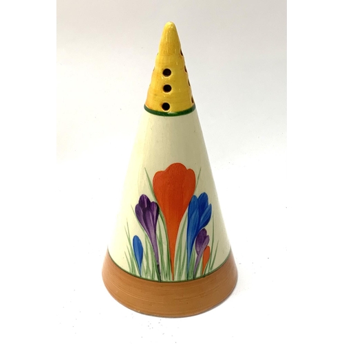 1026 - A Clarice Cliff Bonjour sugar sifter decorated in the 'Spring Crocus' pattern, painted.