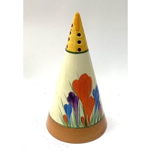 1026 - A Clarice Cliff Bonjour sugar sifter decorated in the 'Spring Crocus' pattern, painted.