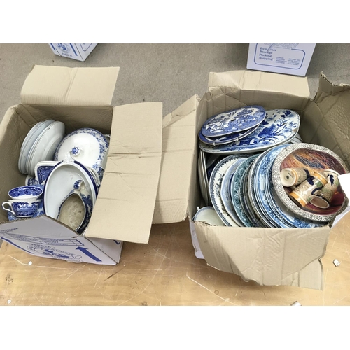 1097 - Two boxes of assorted ceramics including Masons