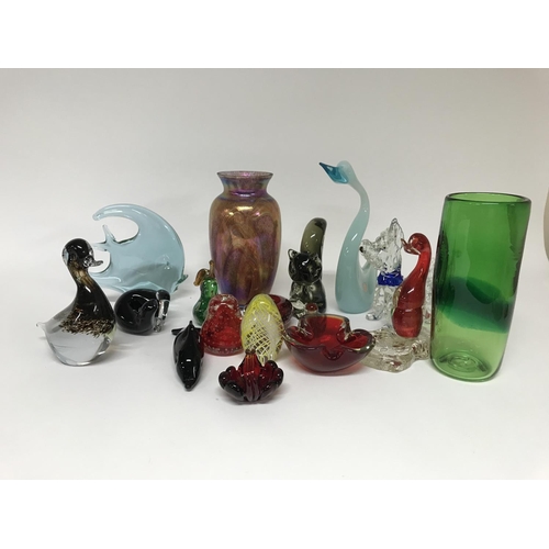 1126 - A collection of cut glass and paperweights, some animal examples.