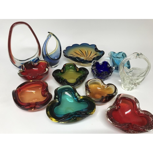 1127 - A collection of coloured mid 20th century glass trays.