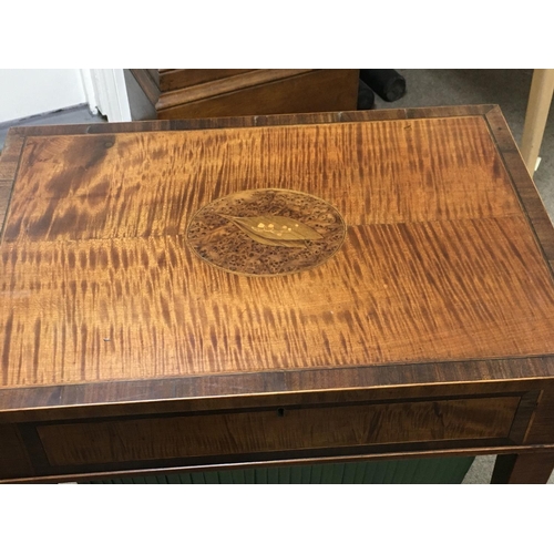 1254 - An early 19th century satin walnut and inlaid work box with a hinged top dimensions 54x38x72cm.