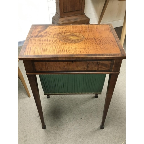 1254 - An early 19th century satin walnut and inlaid work box with a hinged top dimensions 54x38x72cm.