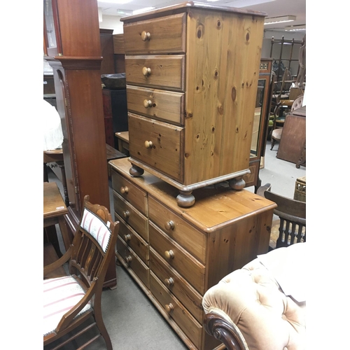 1263 - Matching Pine Chests of drawers. Dimensions 45x58x84cm and 45x108x86cm. NO RESERVE