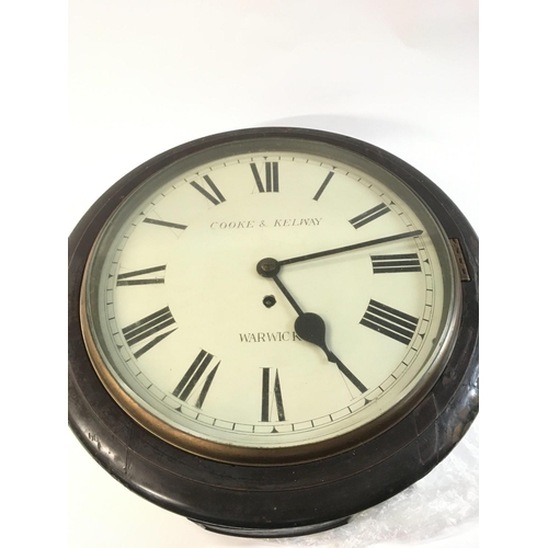 1274 - A 19th century Cooke and Kelway wall clock Warwick single fuse.