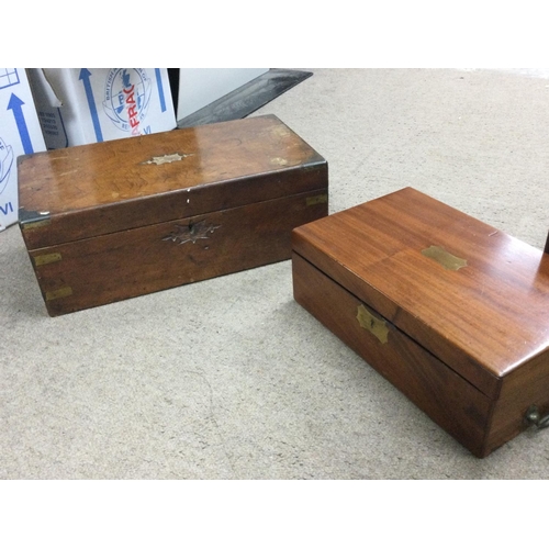 1280 - A walnut work box 26.5x50x18cm and a mahogany box 39x24x14cm. NO RESERVE