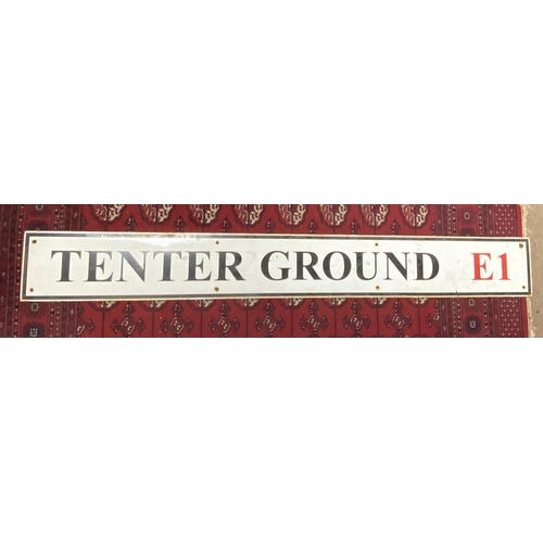 2054 - A large enamel street sign for Tenter Ground E. 180cm x 23cm