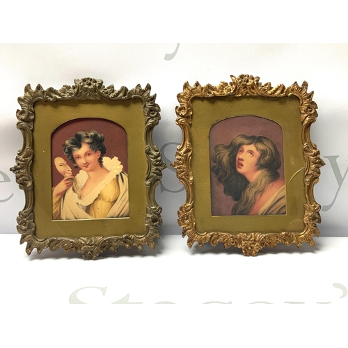 711 - A pair of Victorian gilt framed watercolours depicting Comedy and Tragedy with pen inscriptions to r... 