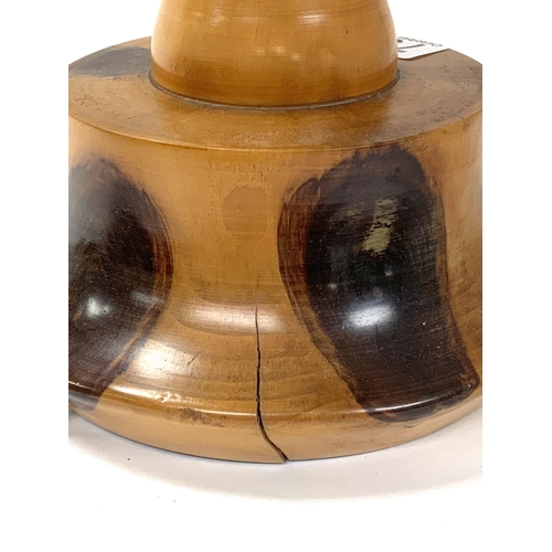 737 - A mid century Brazilian turned wood table lamp. 40cm.