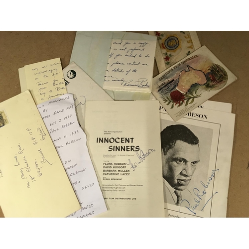 741 - Two WW2 postcards and a collection of various autographs including Ronnie Barker