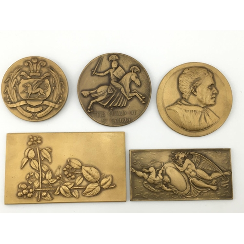 767 - Bronze plaques from the Aston School of Art. 4 to 8cm wide. Postage category A