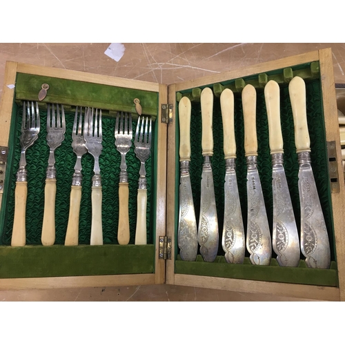 768 - A collection of silver plate cutlery including a cased set. Postage B