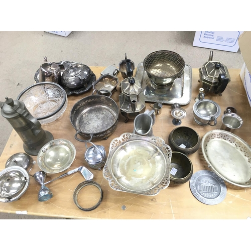 770 - A large collection of silver plate items and pewter items.