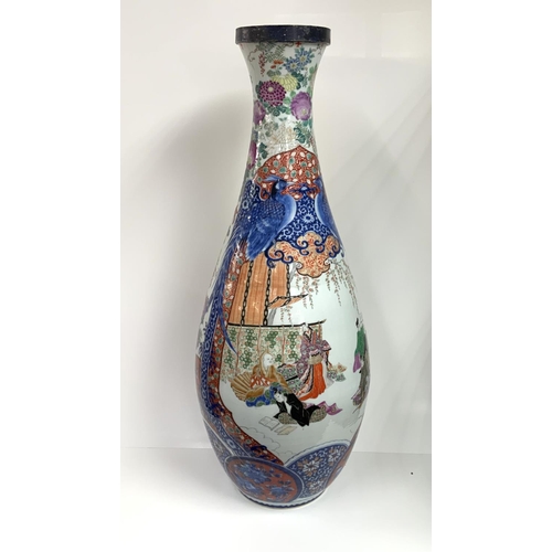 818 - A large 19thC Japanese Imari floor vase. 84cm. Some restoration. (D). (Previously owned and from the... 