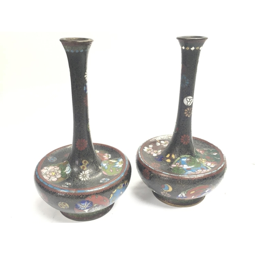 820 - A pair of 20th century Chinese cloisonne squat vases. This lot cannot be posted