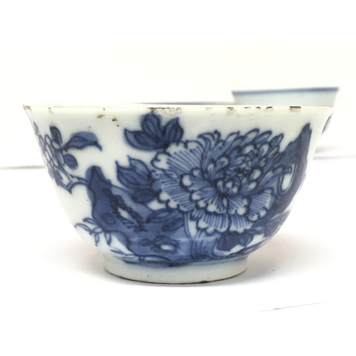 842 - Chinese Blue and white porcelain floral design bowls and a plate, damage seen. This lot cannot be po... 