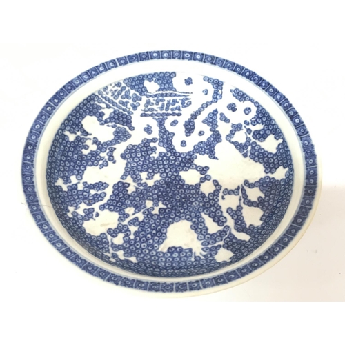 842 - Chinese Blue and white porcelain floral design bowls and a plate, damage seen. This lot cannot be po... 