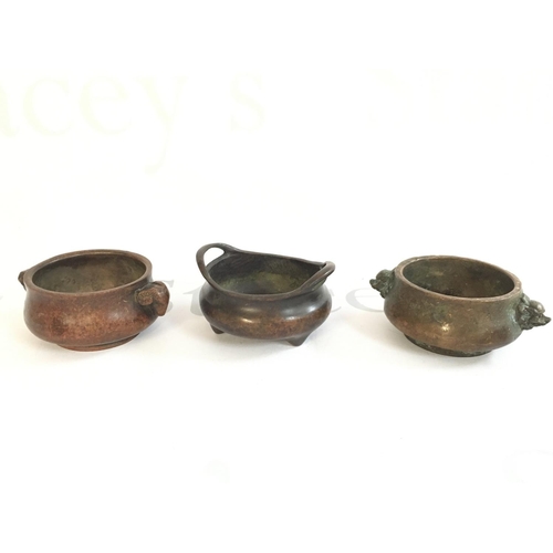 872 - A collection of Chinese bronze censers, 8cm wide approx. Postage category B