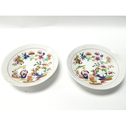 901 - Two hilditch and sons 18th century saucers with an oriental style design. Postage D