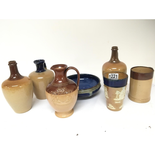 918 - A collection of Royaland Lambeth Doulton stoneware ceramics bottle vases including a copy of the Sal... 