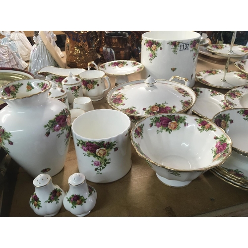 938 - A Royal Albert old English Country Rose part tea set dinner set cake stand jug and bowl containers a... 