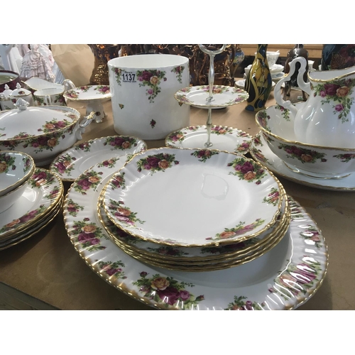 938 - A Royal Albert old English Country Rose part tea set dinner set cake stand jug and bowl containers a... 