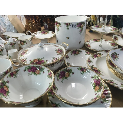 938 - A Royal Albert old English Country Rose part tea set dinner set cake stand jug and bowl containers a... 