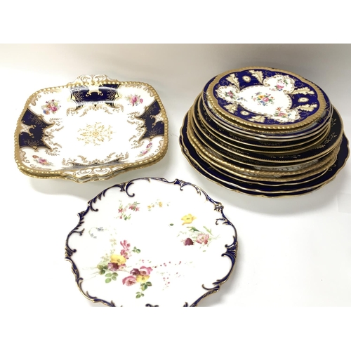 943 - A collection of Coalport porcelain floral plates, Worcester and other unmarked plates. This lot cann... 