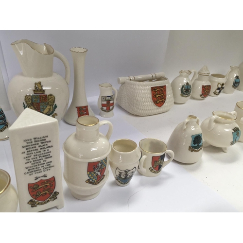 995 - A collection of 46 items of WH Goss ware with various crests and model shapes. NO RESERVE