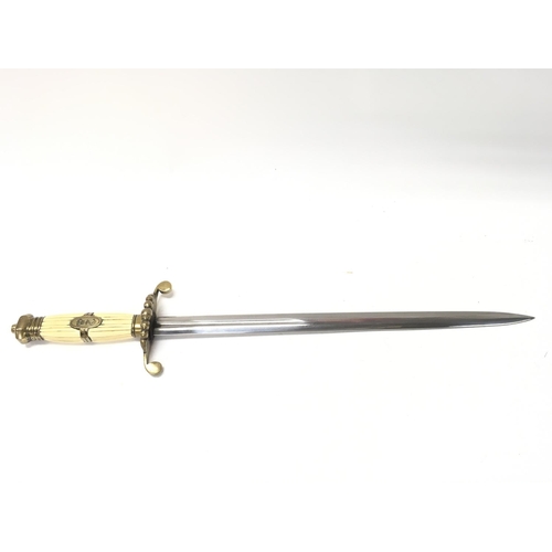 1494 - A retrospective naval dagger and sword marked Richard Teed of The Strand 100cm total length blade 85... 