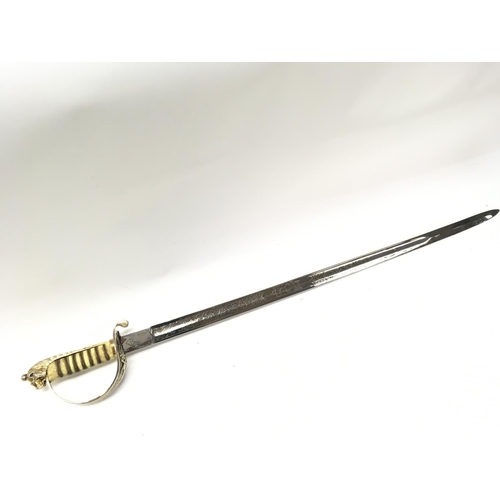 1498 - A modern retrospective copy of a naval officer dress sword , 94cm long. Blade Approx 80cm long. This... 