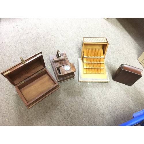 1803 - A Collection of vintage wooden cigarette/ cigar boxes. Some musical examples. Postage category C. NO... 