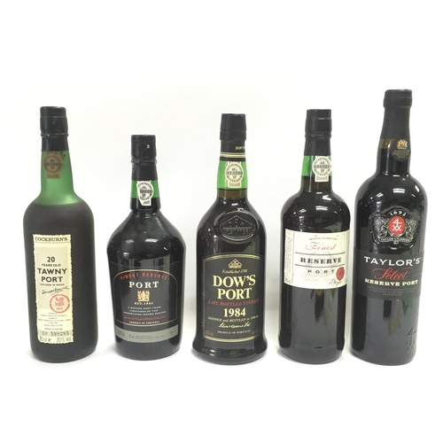 1809 - Five bottles of port including 20 years old Tawny Port, Dows Port Late bottled vintage 1984, Taylors... 