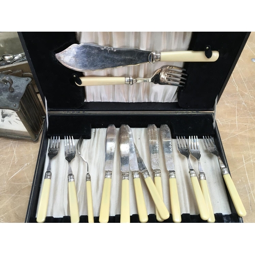 1823 - A collection of silver plated cutlery and other oddments including corkscrews. NO RESERVE