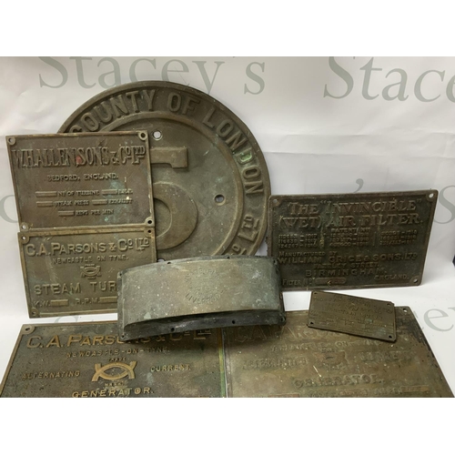 1824 - A good collection of brass and bronze Engine plaques. (D)