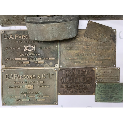 1824 - A good collection of brass and bronze Engine plaques. (D)