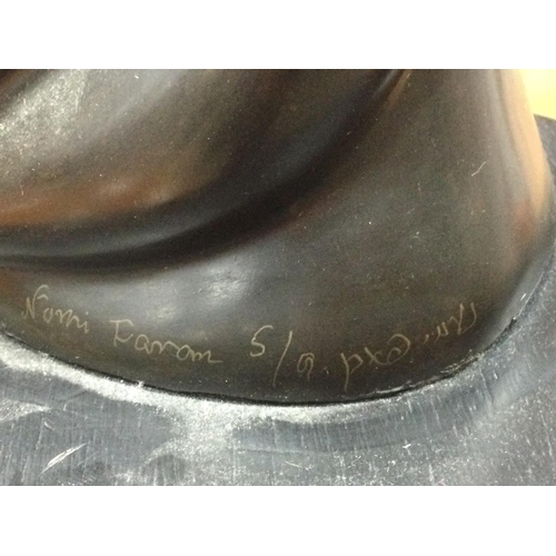 733 - A limited edition modern bronze of a female form on a circular marble base indistinctly signed , 62c... 