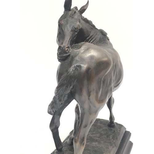 749 - Gill Parker bronze sculpture study of a Foal, titled Bliss. Dated 1982. Approximately 23cm tall. Pos... 