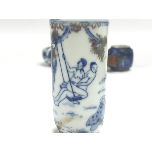 830 - Chinese porcelain seal boxes, small snuff bottle. This lot cannot be posted