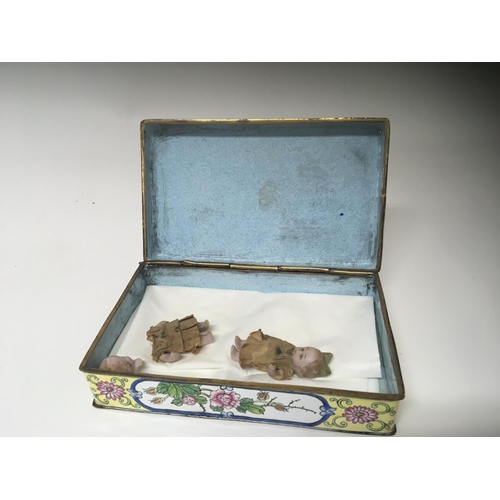 853 - A Chinese yellow enamel box of rectangular shape with a hinged lid 16cmx10cm