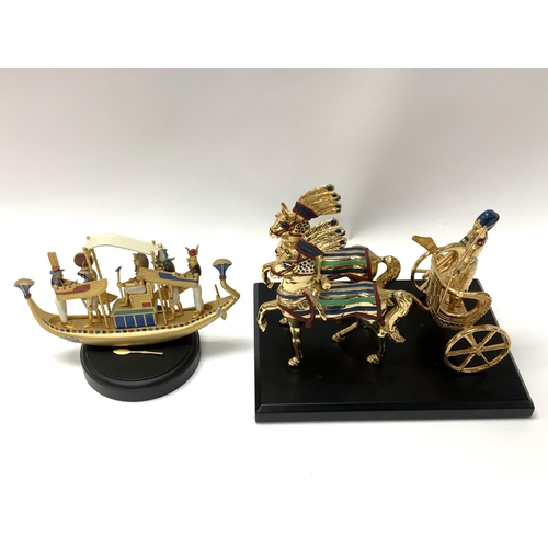 1007 - Compton & Woodhouse pewter figure group The Golden Chariot of Tutankhamen together with a gilded gon... 