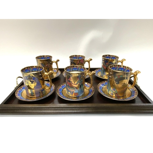 1008 - 6 Compton and Woodhouse Wonders of The Nile cups and saucers together with issued gallery tray (D)