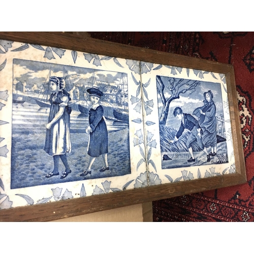 1020 - A collection of framed Victorian tiles. Postage D