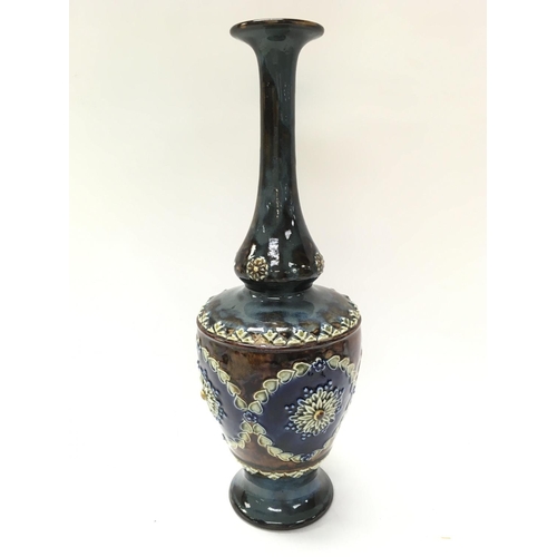 1075 - A Royal Doulton Lambeth slim necked vase, 31cm tall. This lot cannot be posted. NO RESERVE