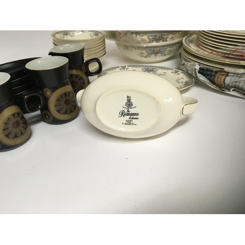 1153 - A Mid 20th Century design Denby coffee service and a Royal Doulton porcelain Romance Collection Juli... 