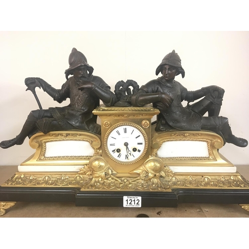 1307 - A late 19th century French mantel clock maker LeRoy Paris the gilt metal a d marble vase surmounted ... 