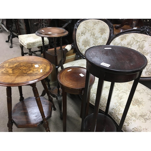 1312 - A Collection of furniture including walnut occasional table a wash stand and two jardiniere