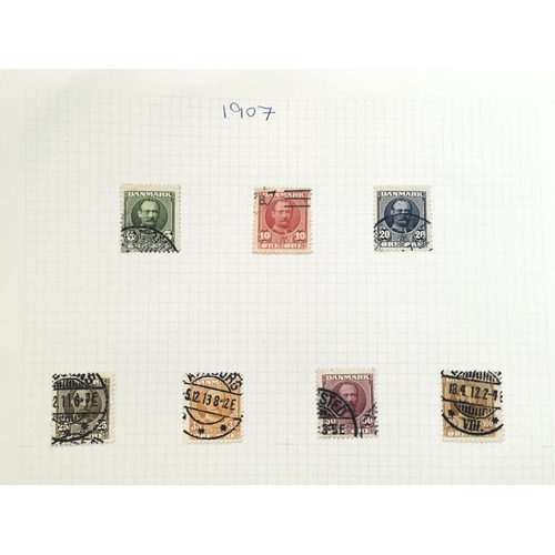 1847 - Danish stamp album containing used pre 20th century and early- later 20th century stamps.